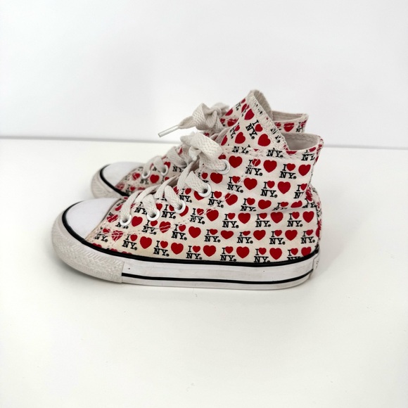 Converse White Red I Love NY Chuck Taylor All Star High Top Toddler Infant Shoes - Picture 6 of 8